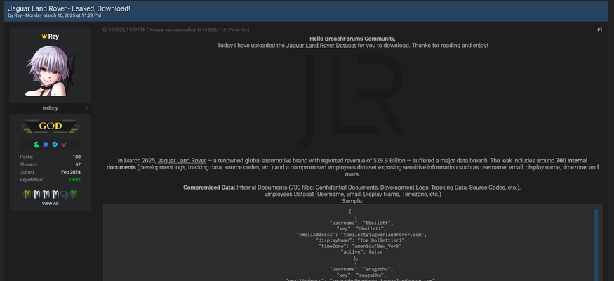 Jaguar Land Rover in UK, Data Security ‘Vulnerability’ Exposes Personal and Partner Information